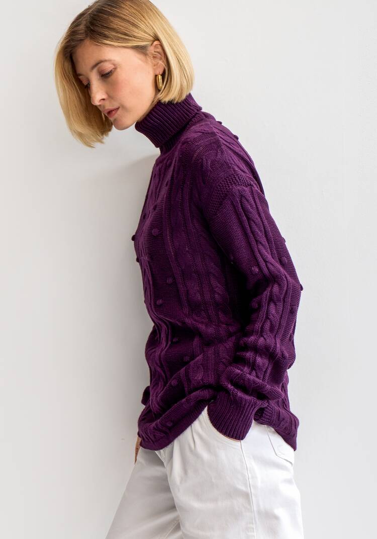 Джемпер с высокой горловиной и косами шир.  750, рис. 34