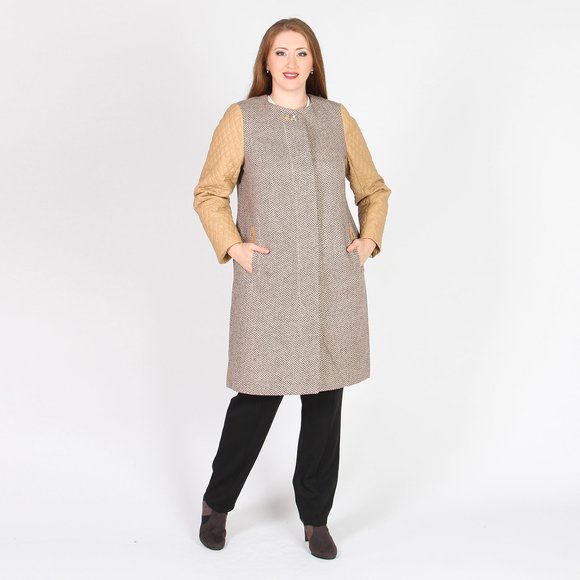 Пальто с контрастными рукавами шир.  580, рис. 20