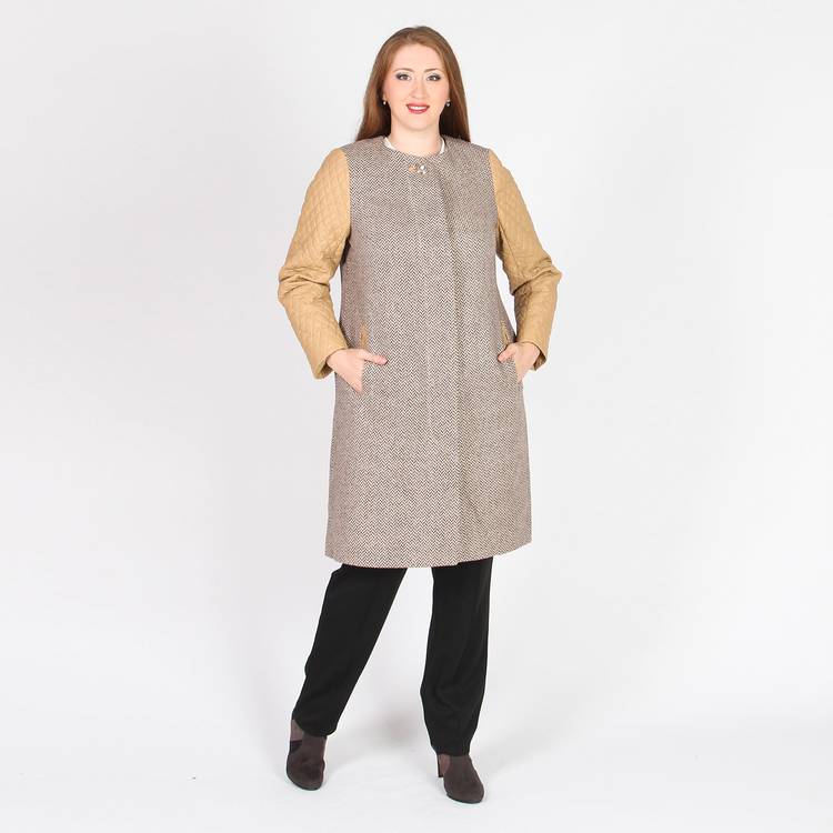 Пальто с контрастными рукавами шир.  750, рис. 20