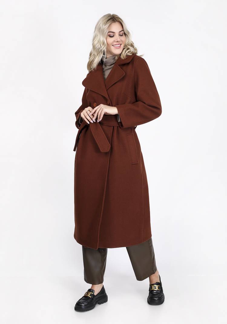 Пальто с поясом и английским воротником шир.  750, рис. 15