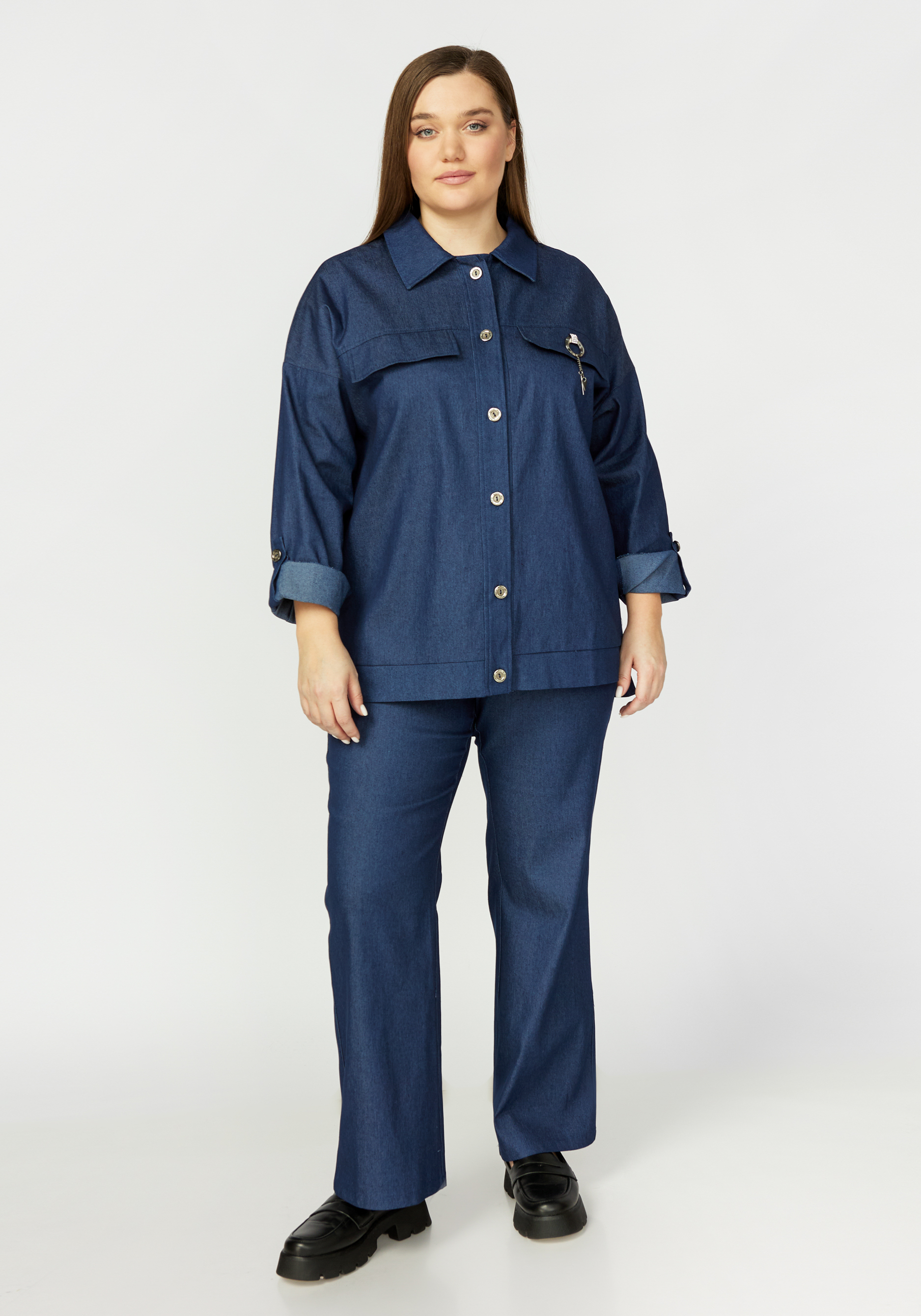 Жакет джинсовый с отложным воротником Manhattan, размер 48, цвет синий - фото 4