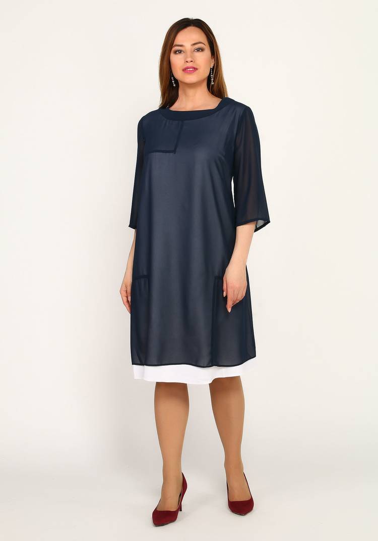 Платье шифоновое с контрастным подолом шир.  750, рис. 1