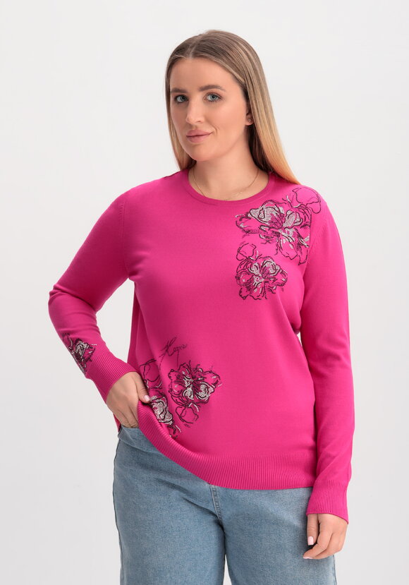 Джемпер с абстрактными цветами из страз шир.  580, рис. 1