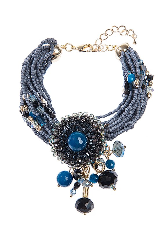 Браслет Ночное небо с бисером и кристаллами шир.  580, рис. 1