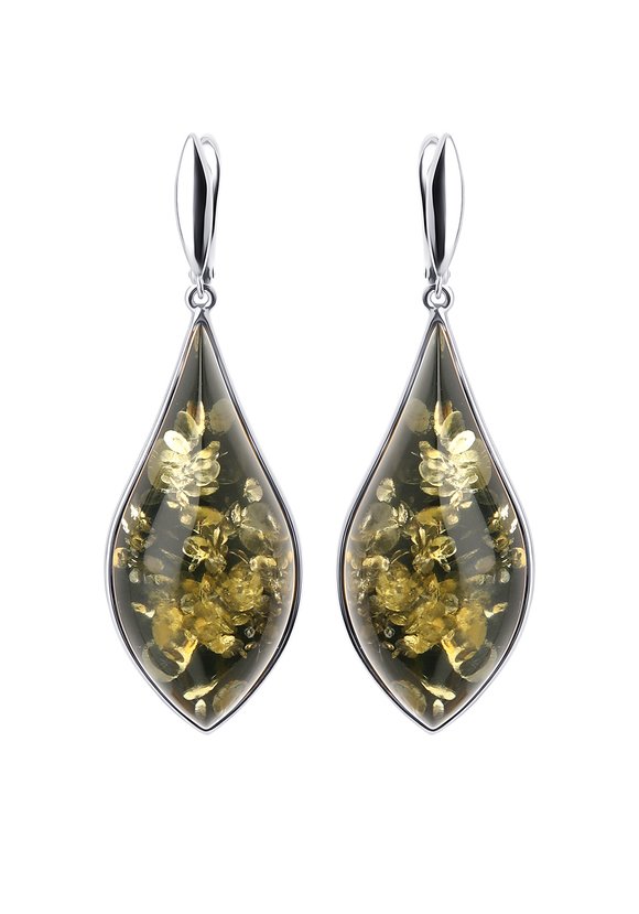 Серебряные серьги  Янтарные брызги шир.  580, рис. 1