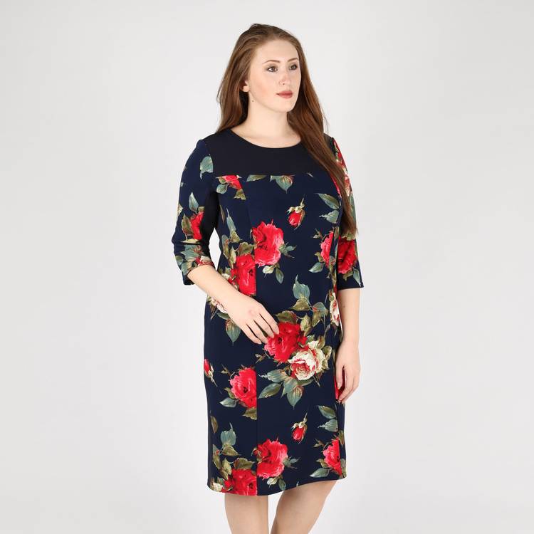 Платье с круглым вырезом и цветочным принтом шир.  750, рис. 5