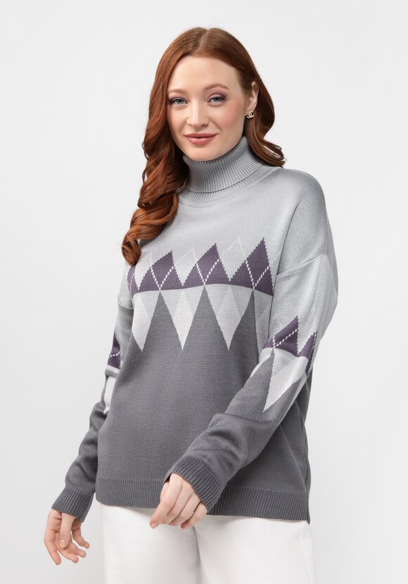 Джемпер с принтом ромб и высоким горлом шир.  580, рис. 15