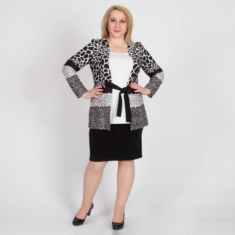 Блуза с эффектом двойки и монохромным принтом шир.  750, рис. 19