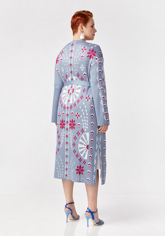 Кардиган с поясом и абстрактным рисунком шир.  580, рис. 9