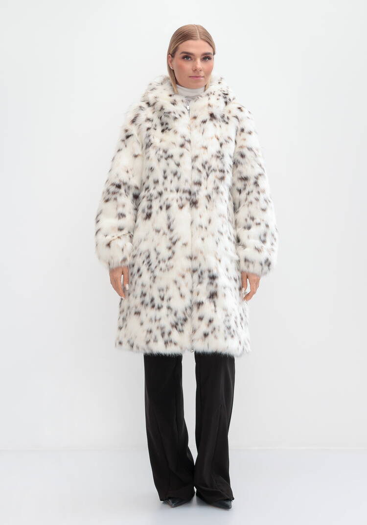 Шуба с принтом под рысь на молнии шир.  750, рис. 4