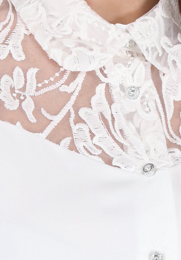 Блуза на пуговицах с гипюровой кокеткой шир.  580, рис. 4