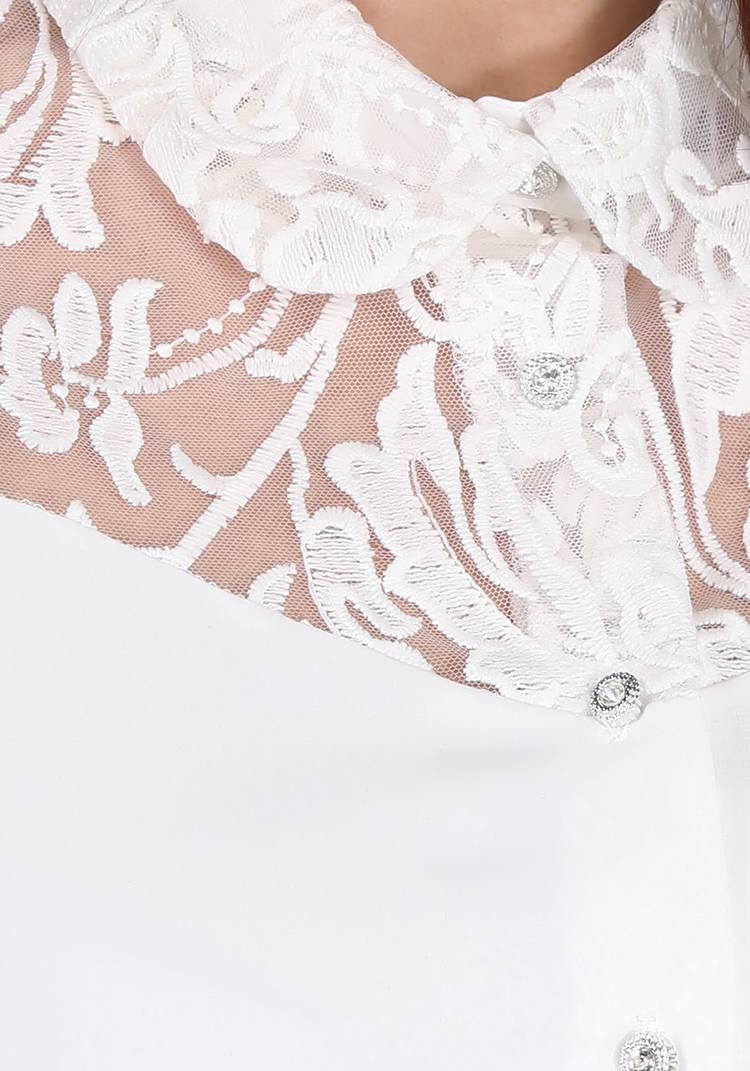 Блуза на пуговицах с гипюровой кокеткой шир.  750, рис. 4