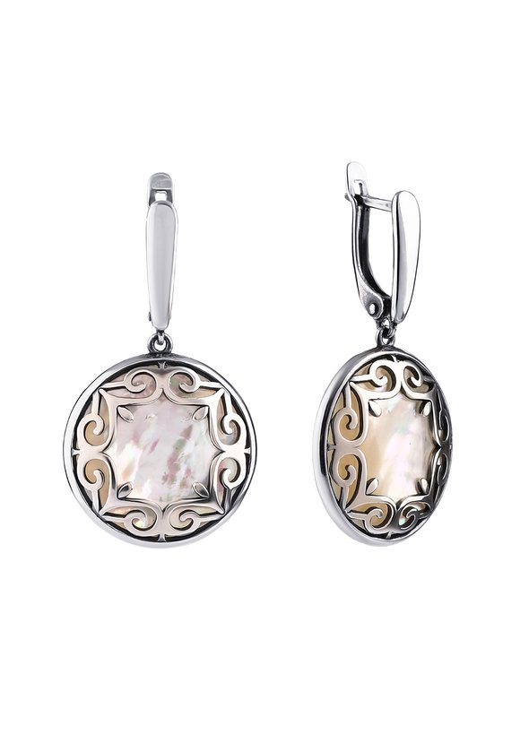 Серебряные серьги Перламутровая мечта шир.  580, рис. 2