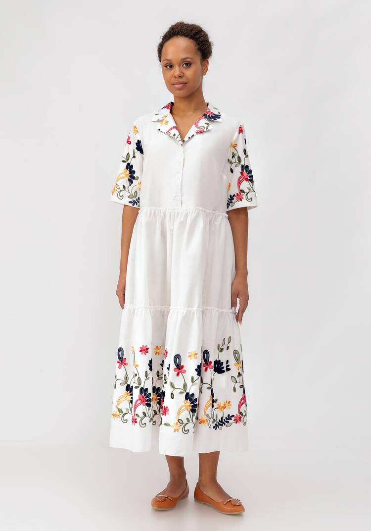 Платье ярусное с цветочной вышивкой шир.  750, рис. 22