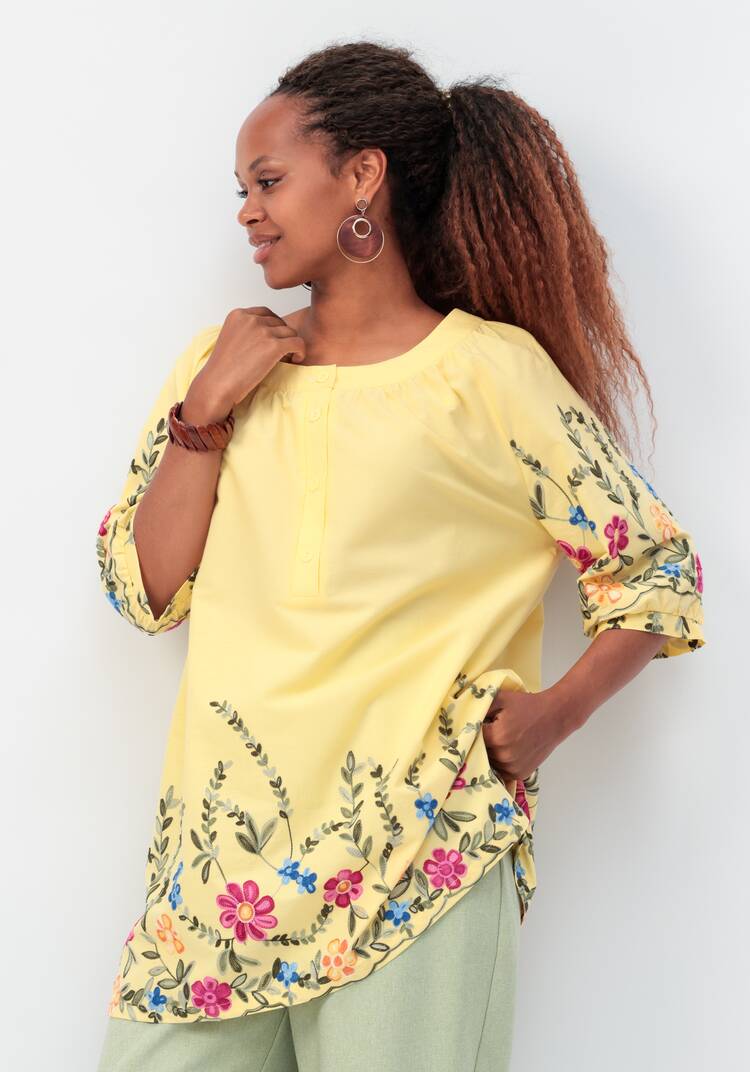 Блуза с цветочной вышивкой и рукавом реглан шир.  750, рис. 9