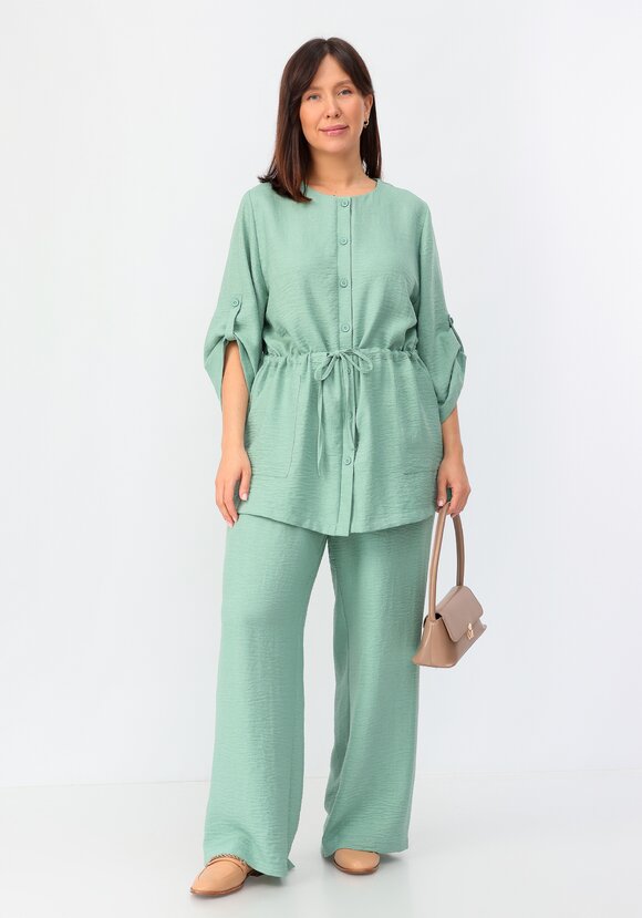 Кардиган на пуговицах с кулиской по талии шир.  580, рис. 19