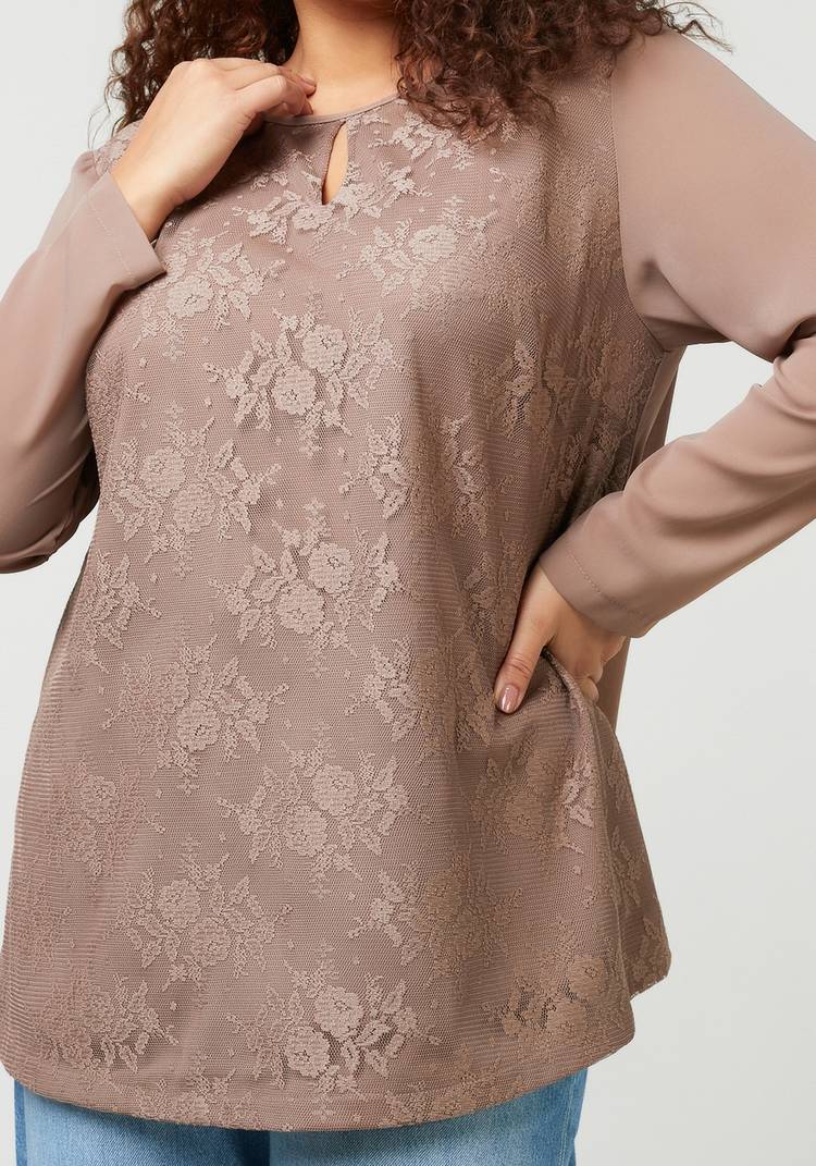 Блуза с кружевом однотонная шир.  750, рис. 10