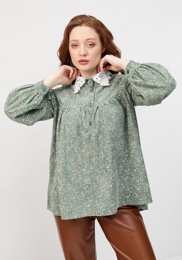 Блуза с цветочным принтом и воротником шир.  580, рис. 16