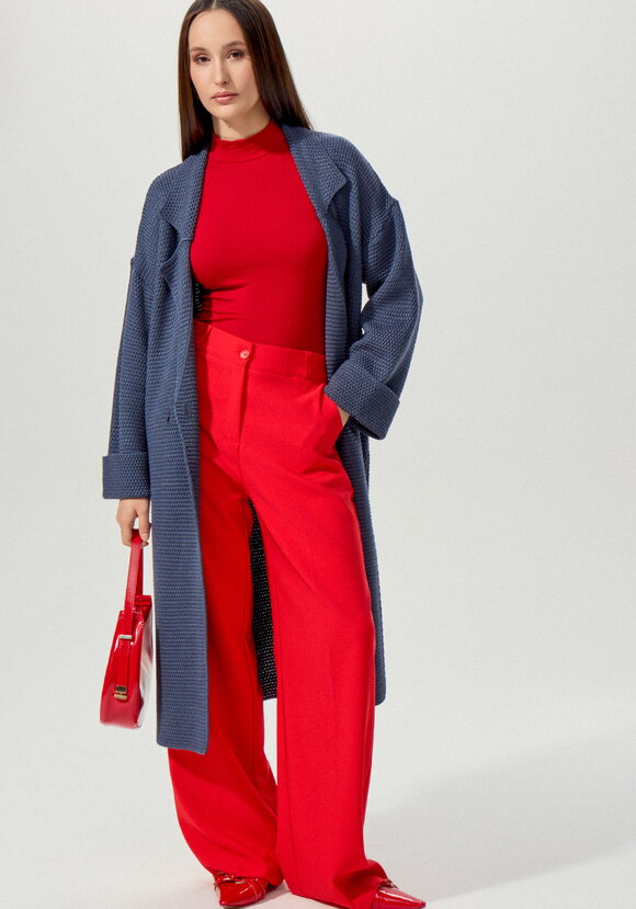 Пальто женское структурной вязки шир.  580, рис. 18