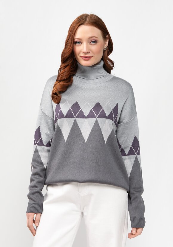 Джемпер с принтом ромб и высоким горлом шир.  580, рис. 16