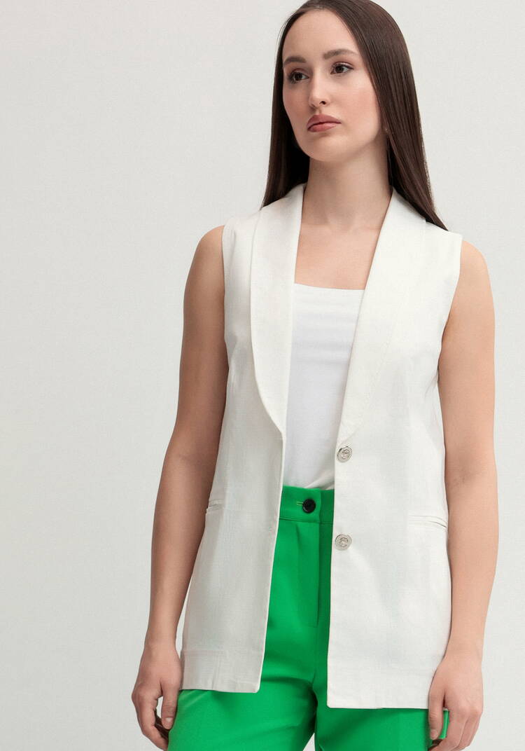 Жилет изо льна на пуговицах шир.  750, рис. 4