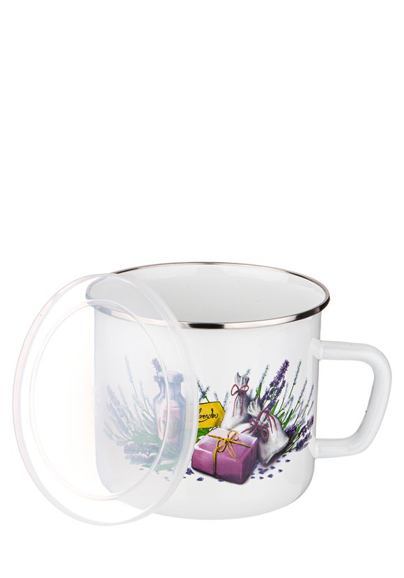 Кружка эмалированная с пластиковой крышкой шир.  580, рис. 6