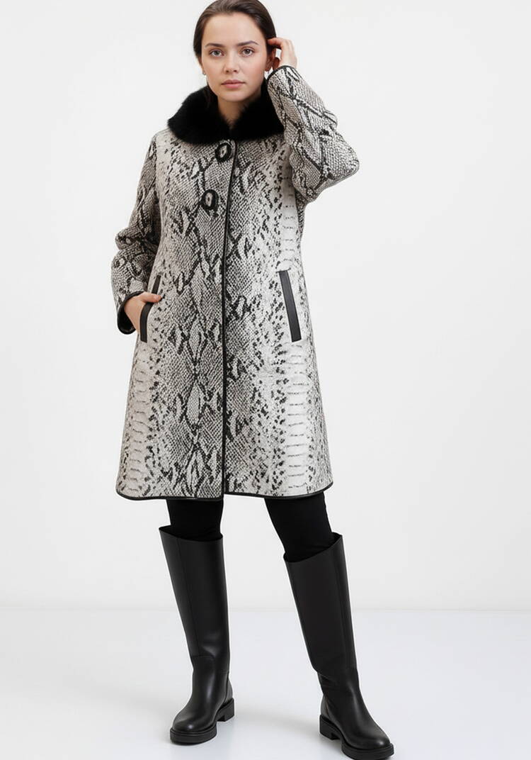 Дубленка с анималистичным принтом шир.  750, рис. 1