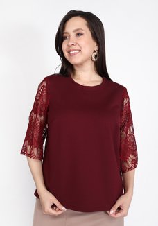 Топ-блуза с кружевным рукавом