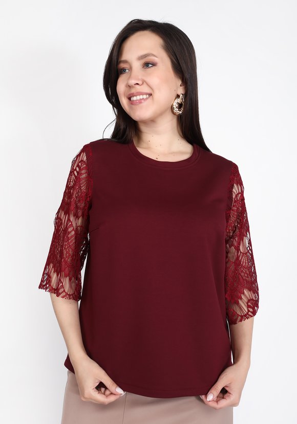 Топ-блуза с кружевным рукавом шир.  580, рис. 16