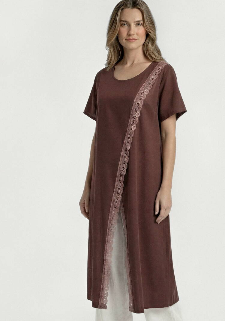 Туника из льна с кружевом Инга шир.  750, рис. 13