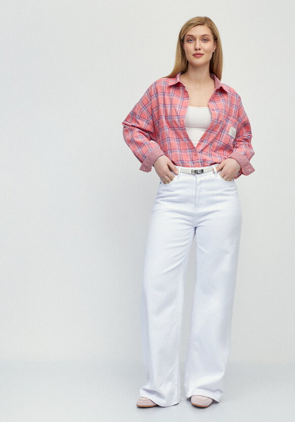 Рубашка в клетку с комбинацией трикотажа шир.  580, рис. 11