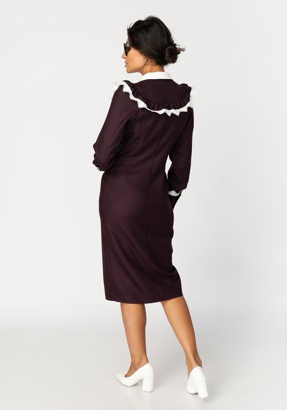 Платье с кокеткой и кружевной отделкой шир.  580, рис. 2