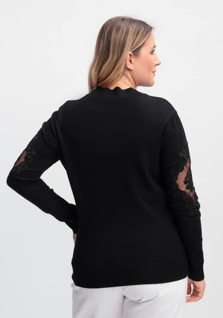 Джемпер со стразами и декоративной вставкой шир.  750, рис. 9