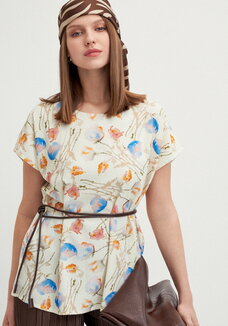 Блуза изо льна с коротким рукавом