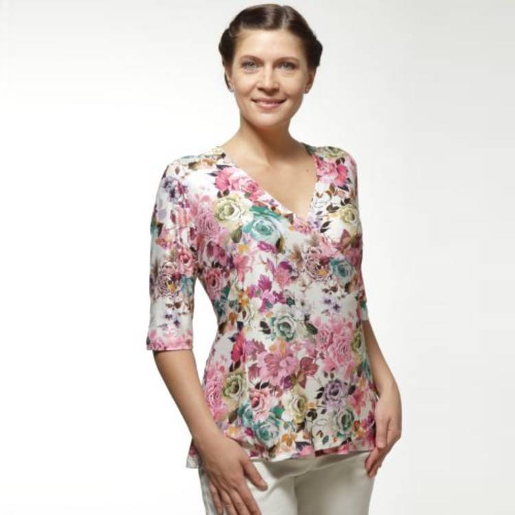 Блуза трикотажная с цветочным принтом шир.  750, рис. 1