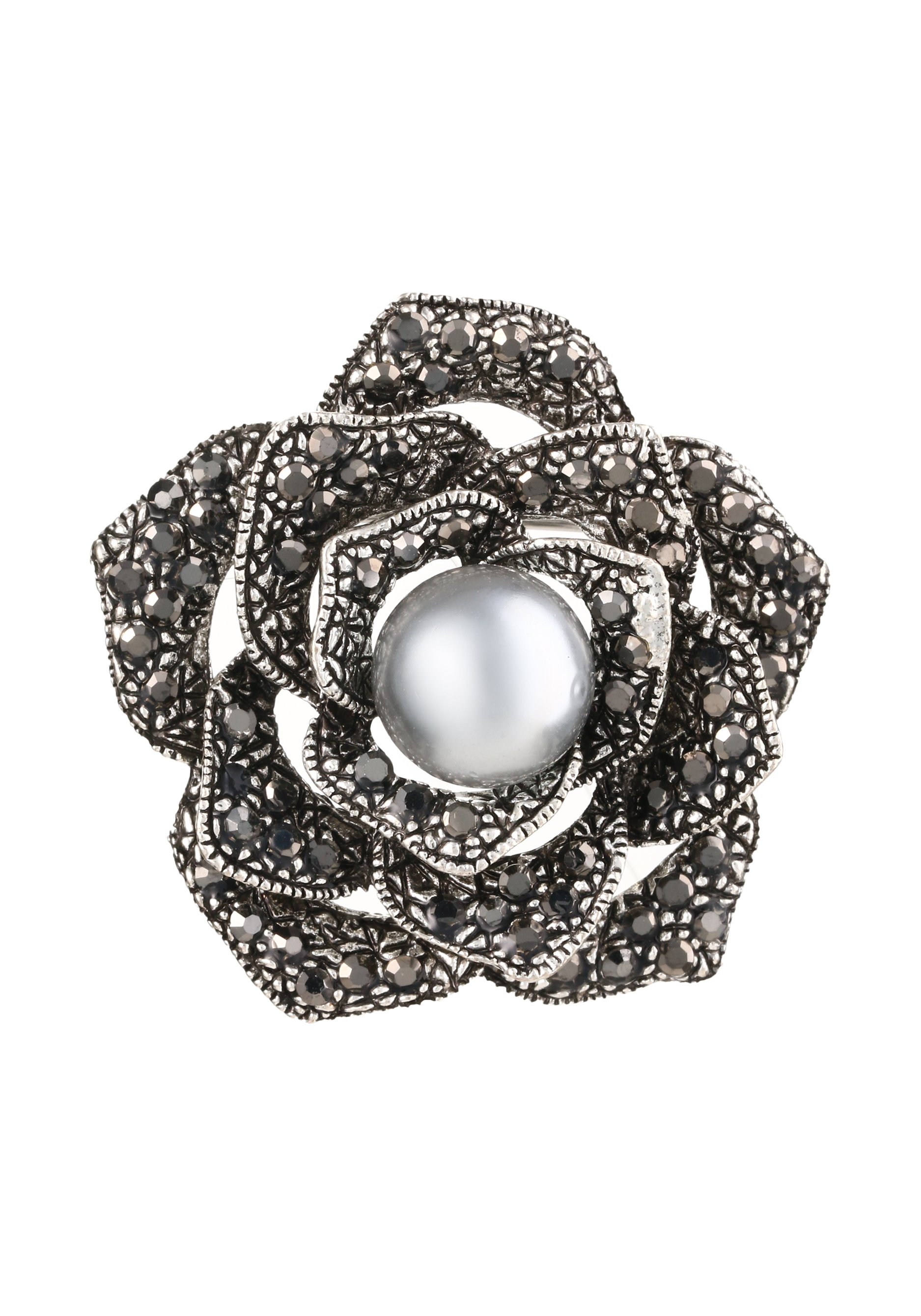 

Брошь "Цветочный шлейф", Серый