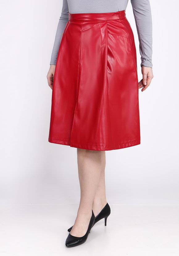 Юбка-трапеция из экокожи шир.  580, рис. 5