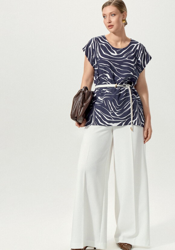 Блуза свободная с полосатым принтом шир.  580, рис. 2