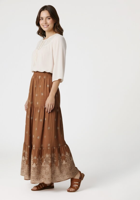 Юбка на резинке с купонным принтом шир.  580, рис. 7