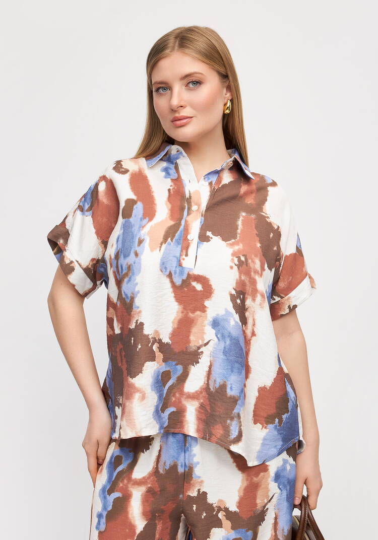 Костюм блуза и брюки с принтом шир.  750, рис. 9