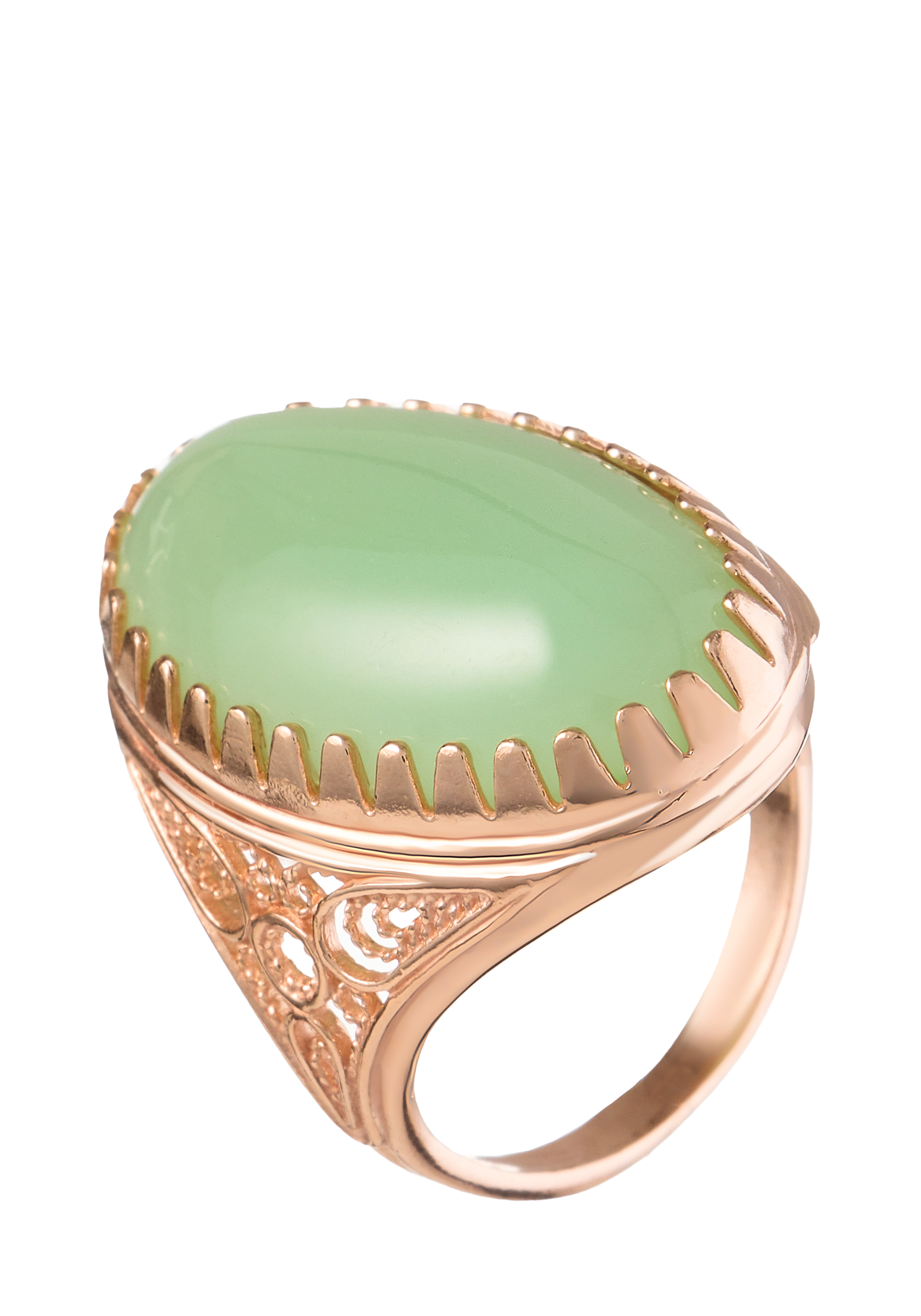 Кольцо серебряное "Нефритовая мечта", Зеленый