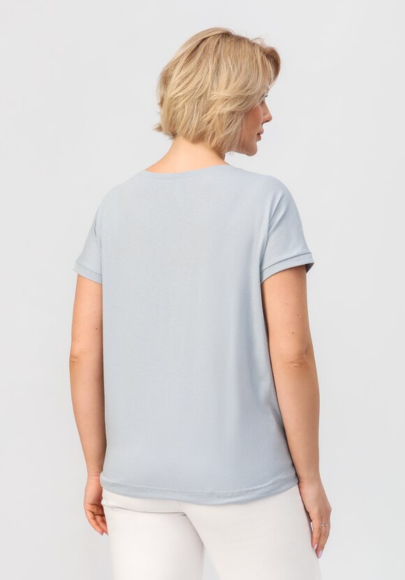 Блуза с цветочным принтом и кулиской по низу шир.  580, рис. 30