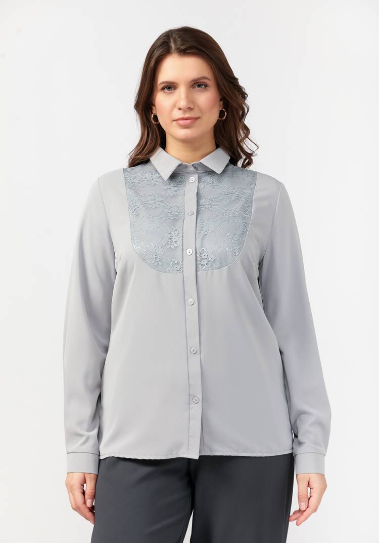 Блуза прямого силуэта с гипюровой вставкой шир.  750, рис. 9