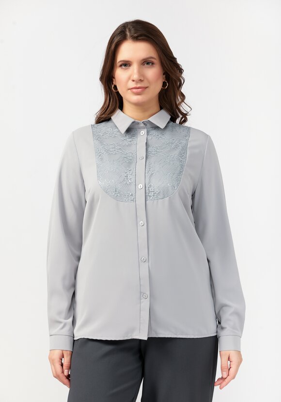 Блуза прямого силуэта с гипюровой вставкой шир.  580, рис. 9