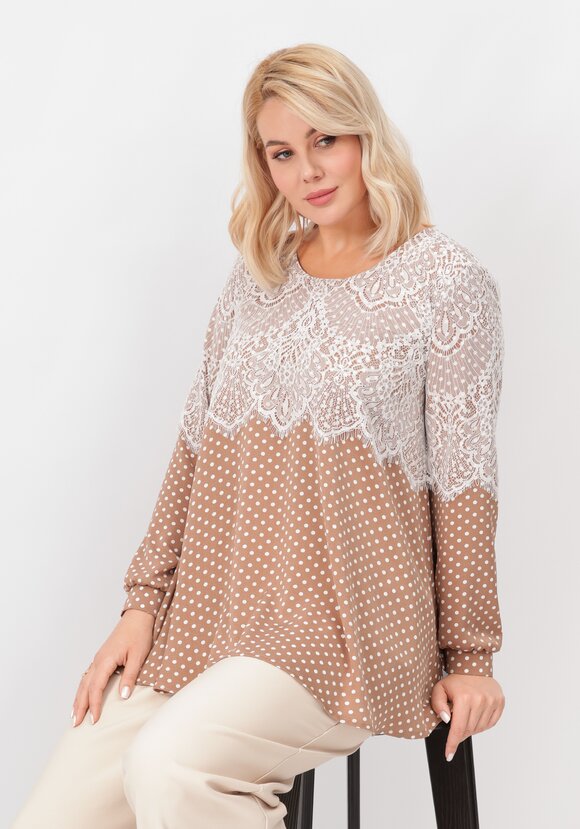 Блуза с ажурным кружевом в горох шир.  580, рис. 14