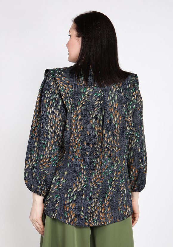 Блуза с декаративным рельефным плечом шир.  580, рис. 6