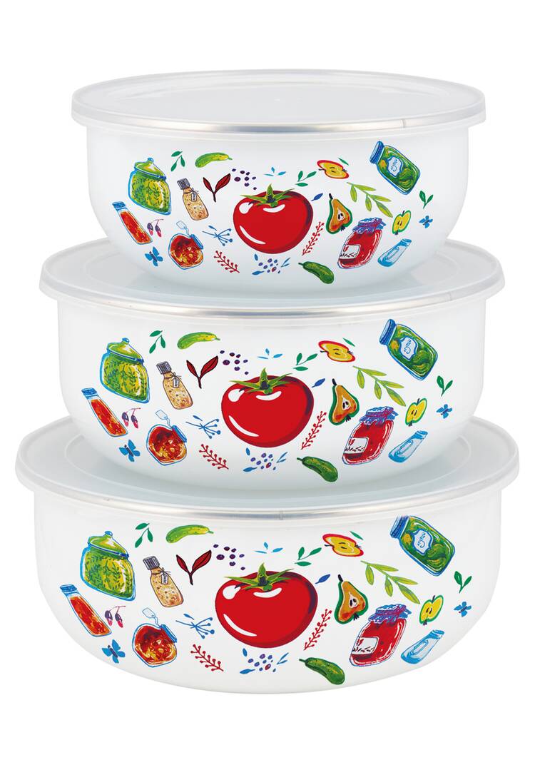 Набор мисок эмалированных с крышками, 3 шт. шир.  750, рис. 3