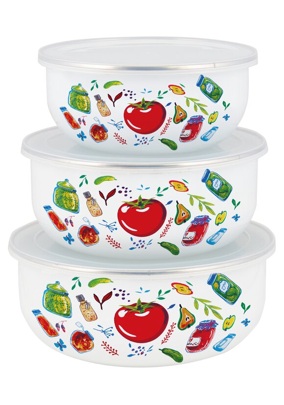 Набор мисок эмалированных с крышками, 3 шт. шир.  580, рис. 3