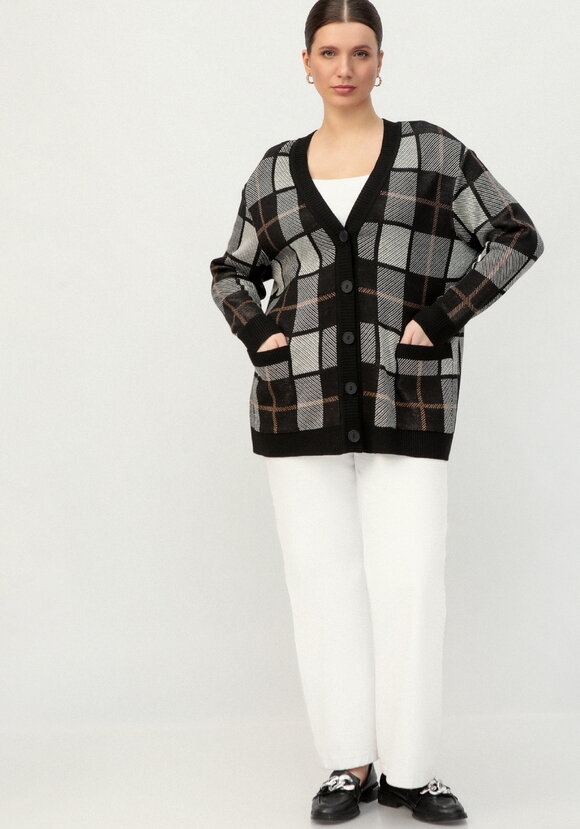 Кардиган с рисунком шахматная клетка шир.  580, рис. 2