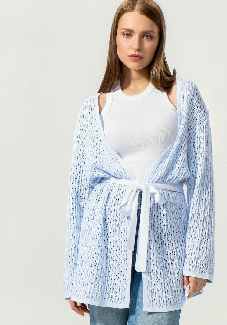 Кардиган ажурной вязки шир.  750, рис. 29